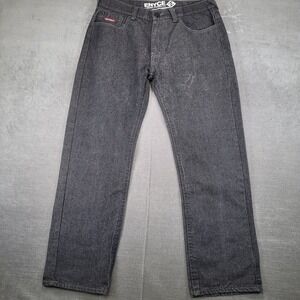 ENYCE Jeans Mens 36x32 Gray Black Denim‎ Pants Straight Leg